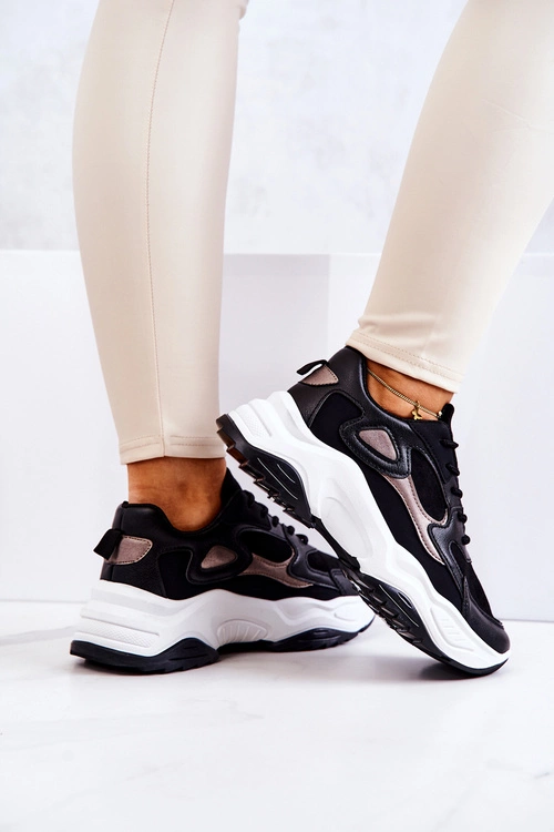 Sportowe Buty Sneakersy Czarne Retroque