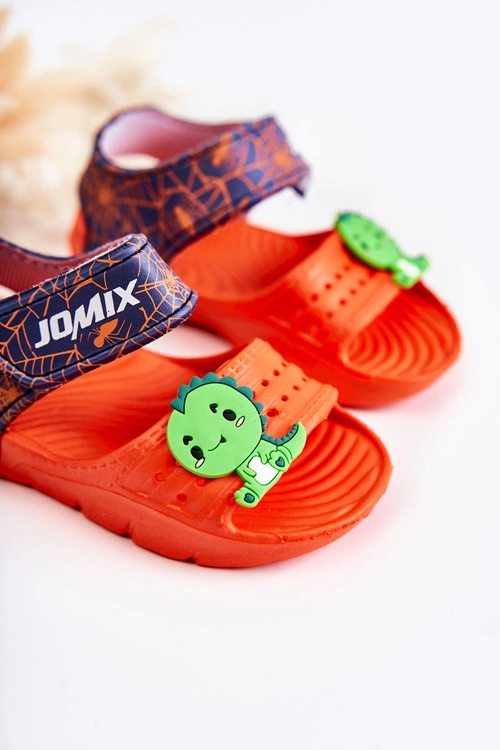 Dziecięce Lekkie Sandały Z Ozdobami Pomarańczowo-Granatowe Trusty