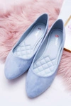 Błękitne Damskie Balerinki Zamsz Bueno