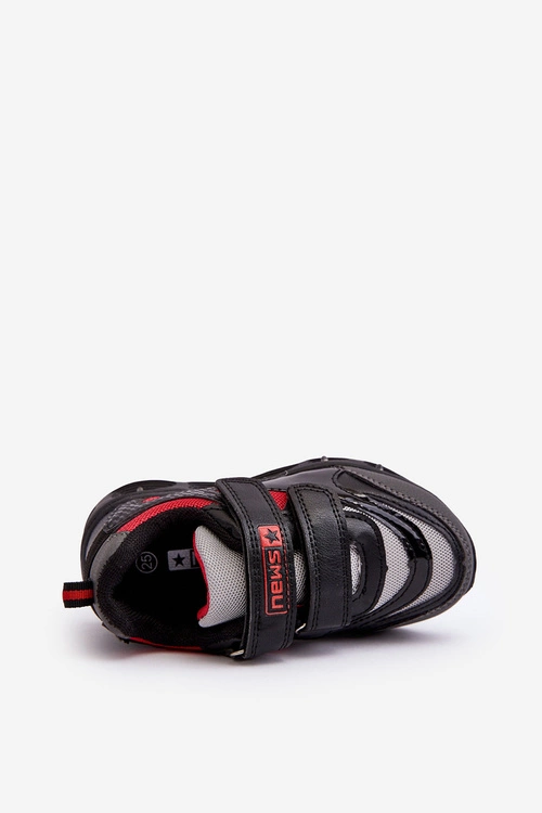 Dziecięce Skórzane Sportowe Buty Czarne Lunno