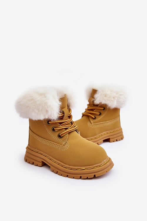 Dziecięce Trapery Botki Na Suwak z Futerkiem Camel Gerande