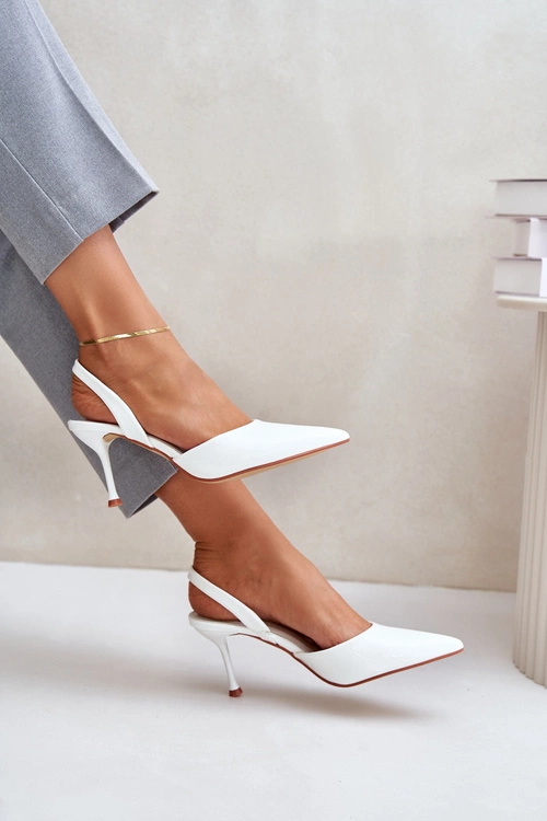 Lakierowane Szpilki Z Odkrytą Piętą Białe Emmizola