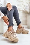 Sneakersy Damskie Na Masywnej Podeszwie Beżowe Amoserna