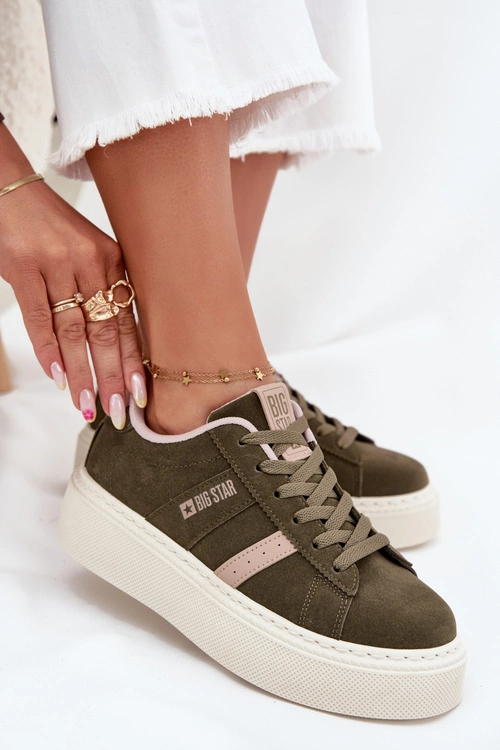 Sneakersy Damskie Na Platformie Big Star SS274349 Zielone