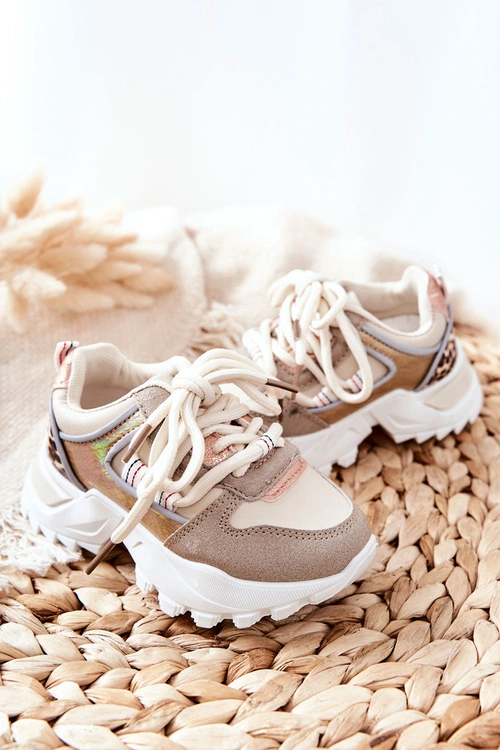 Dziecięce Sportowe Buty Sneakersy Beżowe Rommie