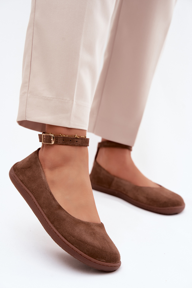 Baleriny Barefoot Z Naturalnego Zamszu Zazoo 020 Brązowe