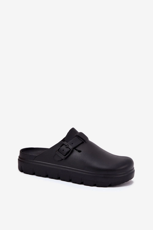 Piankowe Klapki Damskie Z Paskiem I Klamrą Czarne Larinie