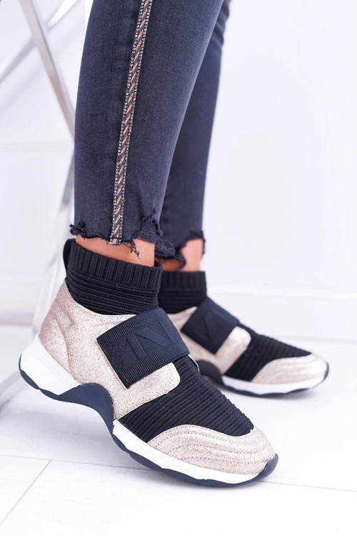 Obuwie Sportowe Damskie Lu Boo Ze Skarpetą Złoty Brokat Phantom