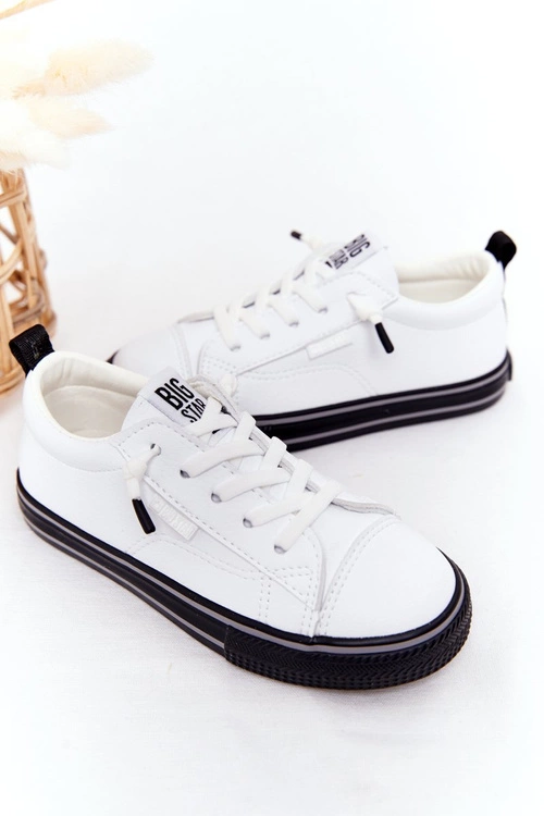 Dziecięce Skórzane Trampki BIG STAR HH374037 Białe