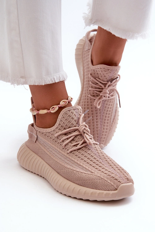 Materiałowe Wsuwane Buty Sportowe Damskie Różowe Nelmarie