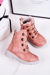 Dziecięce Traperki Botki Ocieplane Futerkiem Różowe Mia