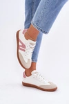 Niskie Sneakersy Damskie Z Eko Skóry Biało-Różowe Navidemi