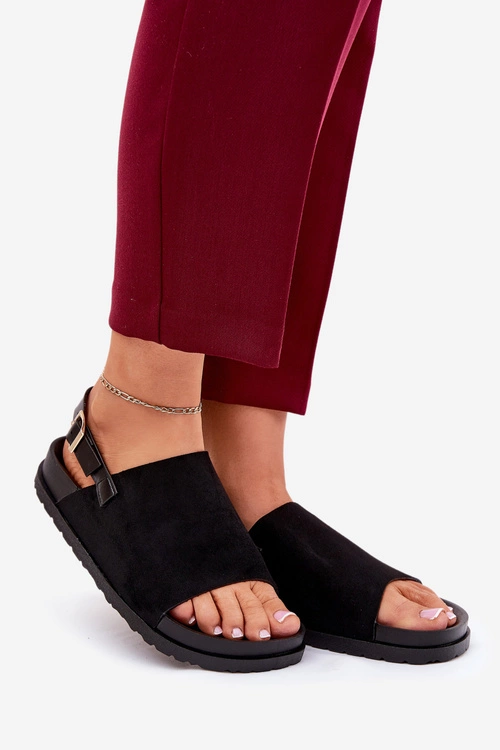 Sandały Damskie Z Eko Zamszu Na Platformie Czarne Migola