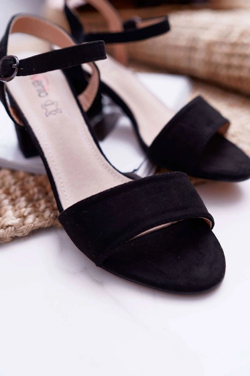 Sandały Damskie Zamszowe Czarne Galisa