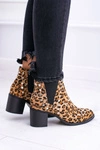 Damskie Botki Sztyblety W Panterkę Na Słupku Nity Savage