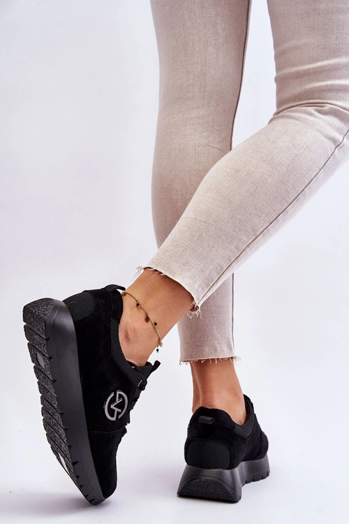 Damskie Buty Sportowe Na Platformie Czarne Aisha