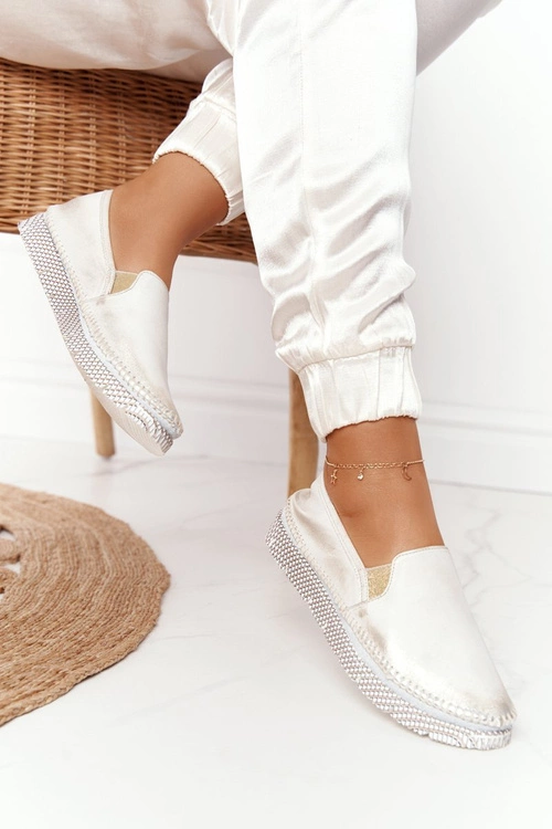 Damskie Półbuty Maciejka Wsuwane Skórzane Złote 03512-25