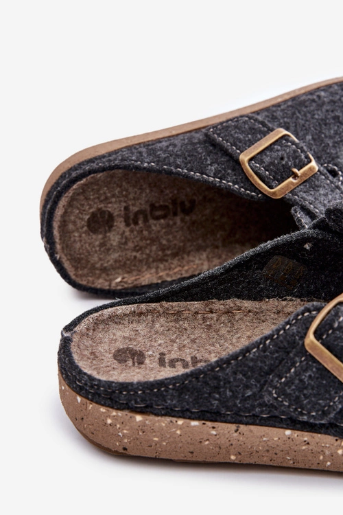 Kapcie Męskie Z Klamrą Klapki Profilaktyczne Inblu MT000012 Grafitowe