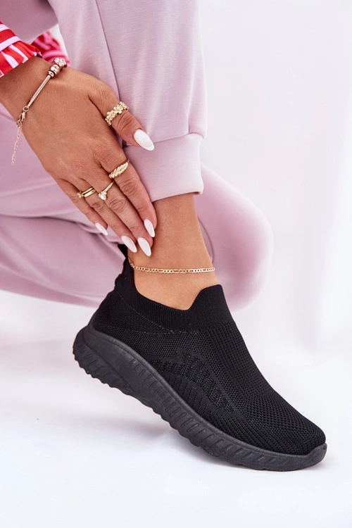 Wsuwane Materiałowe Buty Sportowe Damskie Czarne Minstina