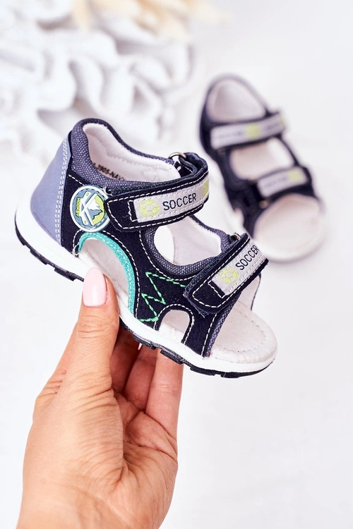 Dziecięce Sandałki Na Rzepy Granatowe Soccer