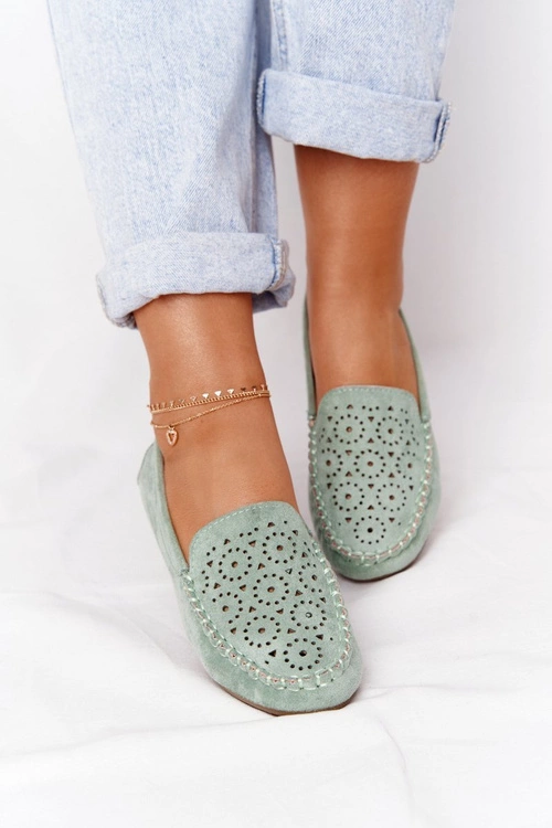 Damskie Zamszowe Mokasyny Zielone Molly