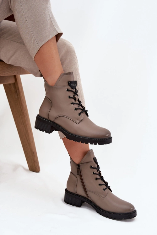 Ocieplane Botki Damskie Na Klocku Vinceza 58609 Szare