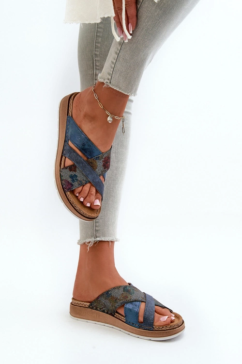 Wygodne Lekkie Klapki Damskie Inblu GS000052 Granatowe