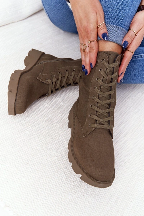 Damskie Botki Workery Zielone Haley