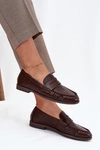 Półbuty Loafersy Damskie Z Eko Skóry Brązowe Lilith