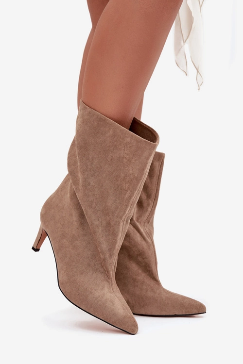 Wsuwane Botki Damskie Na Szpilce Beżowe Solvienne