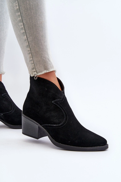 Zamszowe Botki Kowbojki Na Suwak D&A SN622-29 Czarne