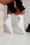 Skarpetki Damskie Z Napisem Keep Smile Białe