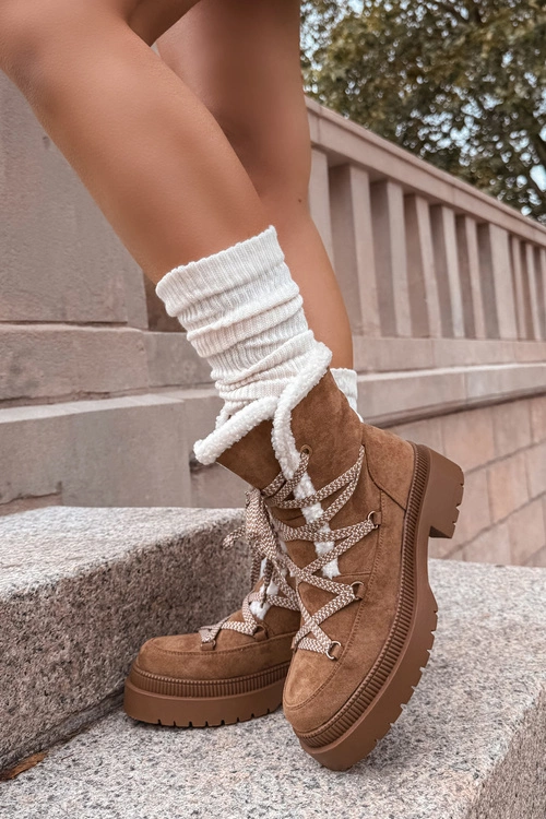 Śniegowce Damskie Z Kożuszkiem Camel Irmara