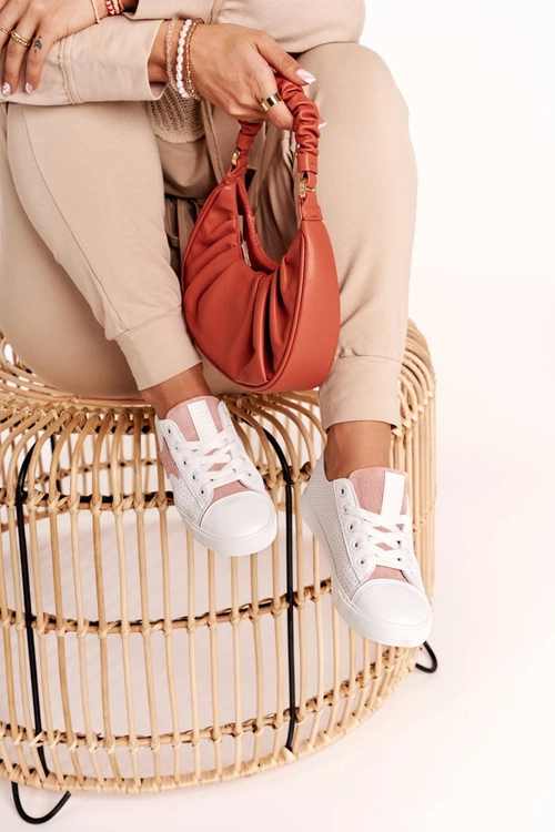 Damskie Skórzane Trampki Z Gwiazdą BIG STAR DD274691 Biało-Różowe