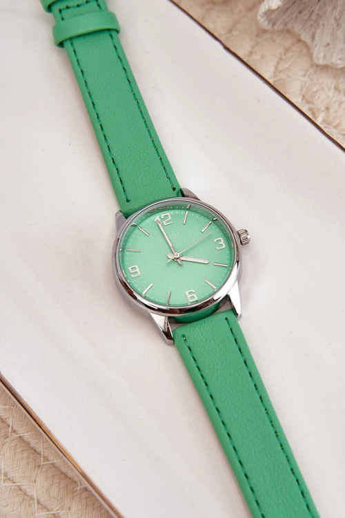 Damski Zegarek Na Eko Skórzanym Pasku Zielony Ernest E62177
