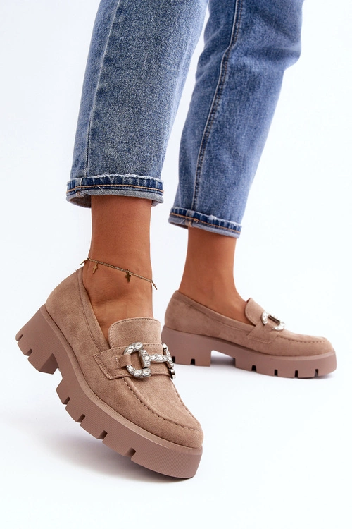 Damskie Mokasyny Z Ozdobą Beżowe Ellise