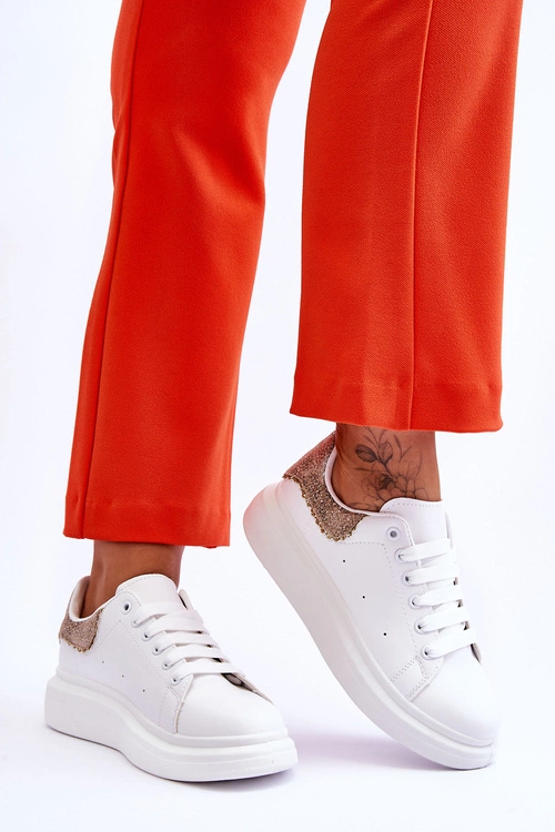 Damskie Buty Sportowe Z Ozdobnym Wzorem Biało-Złote Delight
