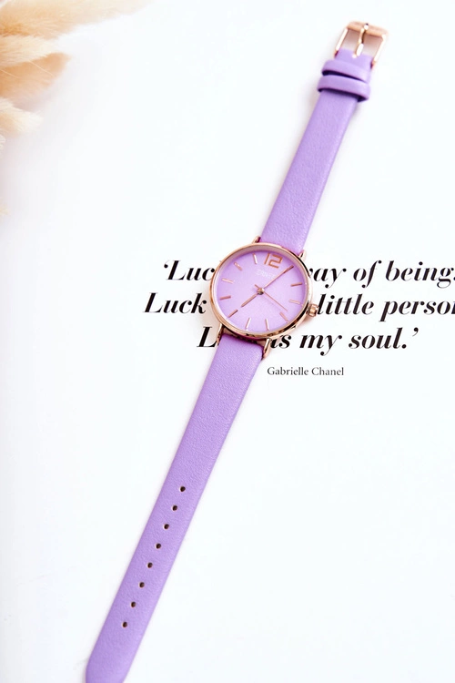 Zegarek Na Skórzanym Pasku Bez Niklu ERNEST Ciemnofioletowy