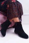 Botki Damskie Na Koturnie Płaski Obcas Ocieplane Za Kostkę Czarne Deminis