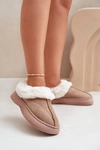Kapcie Damskie Z Futerkiem Beżowe Zinntia