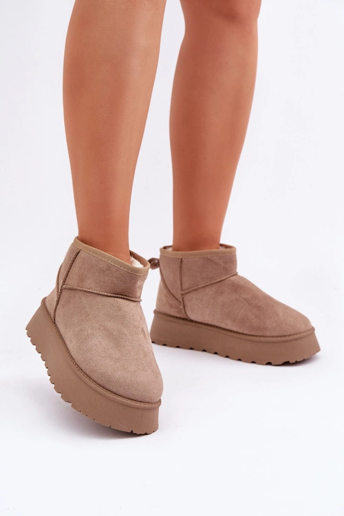 Śniegowce Na Platformie Z Eko Zamszu Ciemnobeżowe Vlivana