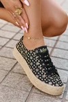 Wzorzyste Trampki Damskie Na Platformie Z Plecionką Lee Cooper LCW-25-08-3647L Czarne