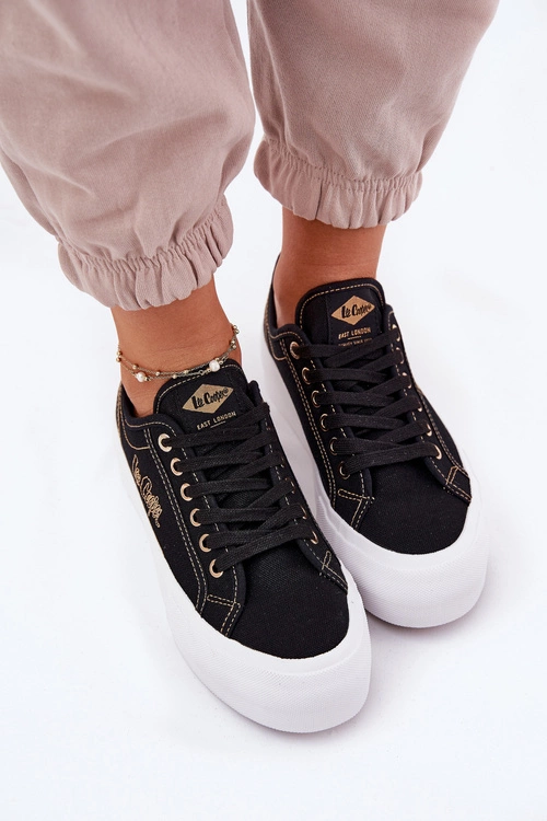 Trampki Damskie Materiałowe Na Platformie Lee Cooper LCW-25-31-3431L Czarne