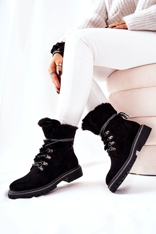 Botki Trapery Ocieplane Czarne Nelby