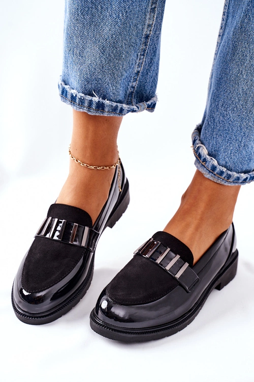 Damskie Półbuty Lakierowane Czarne Montius