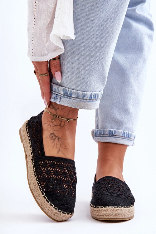 Damskie Ażurowe Espadryle Czarne One Lover
