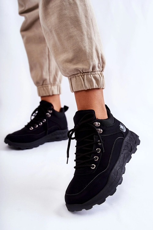 Damskie Ocieplane Buty Trekkingowe Trapery Czarne Otto