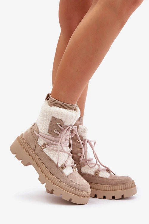 Botki Z Futerkiem Typu Baranek Beżowe Merilana