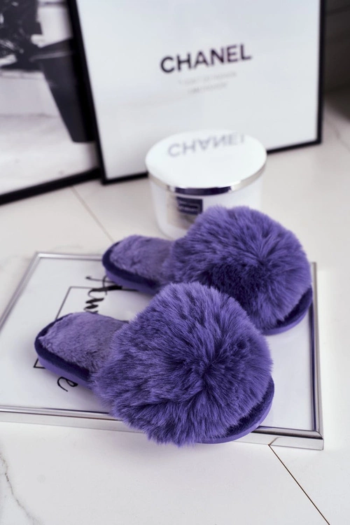 Dziecięce Papcie Klapki z Futerkiem Fioletowe Snow Ball