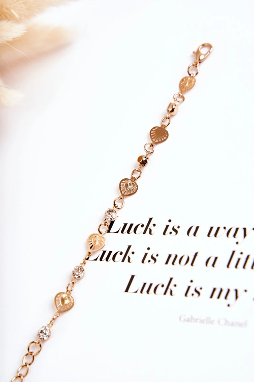 Damska Regulowana Bransoletka Z Cyrkoniami Serca Złota